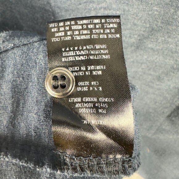 Volcom Hooded Sweatshirt Men L Blue Yellow Graphic Accents & Kangaroo Pocket - Picture 13 of 14